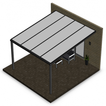 Überdachung mit 16 mm Polycarbonat, 4 x 4,5 m
